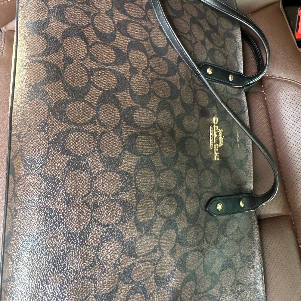 Coach Brown and Black Signature Tote